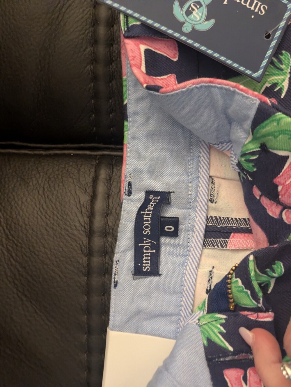 Simply Southern Navy Floral Tee with Pink & Green Accents